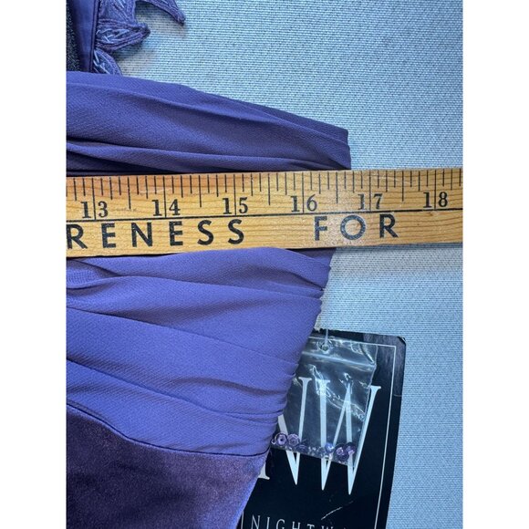 NW Nightway Women's 1 Shoulder Maxi Formal Gown Dress Sleeveless Size 10 Purple - Picture 10 of 12